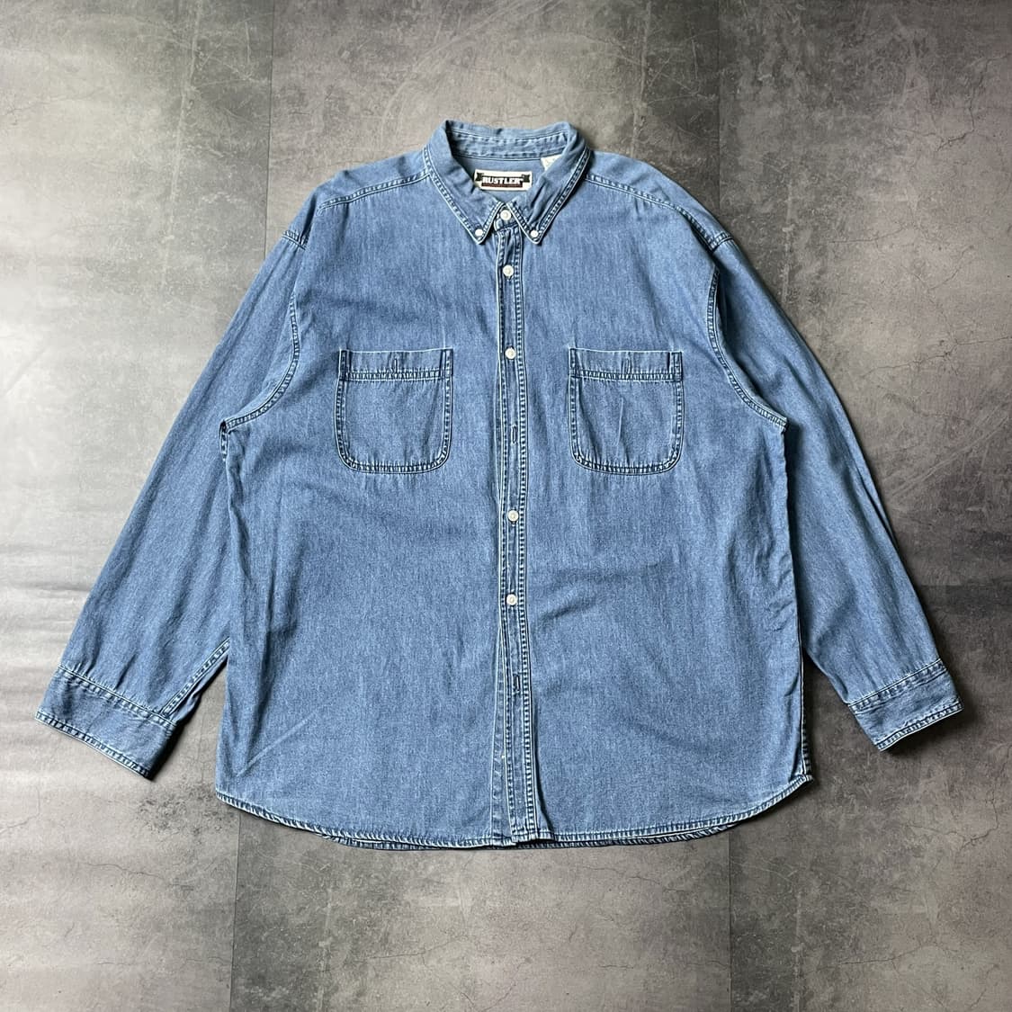 RUSTLER 빈티지 더블 체스트 포켓 데님셔츠 상품이미지1