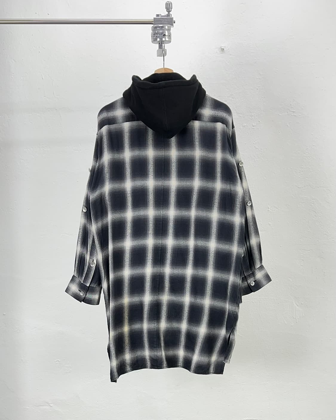 미하라 야스히로 컴바인 블랙 체크 후디 셔츠 자켓 상품이미지7