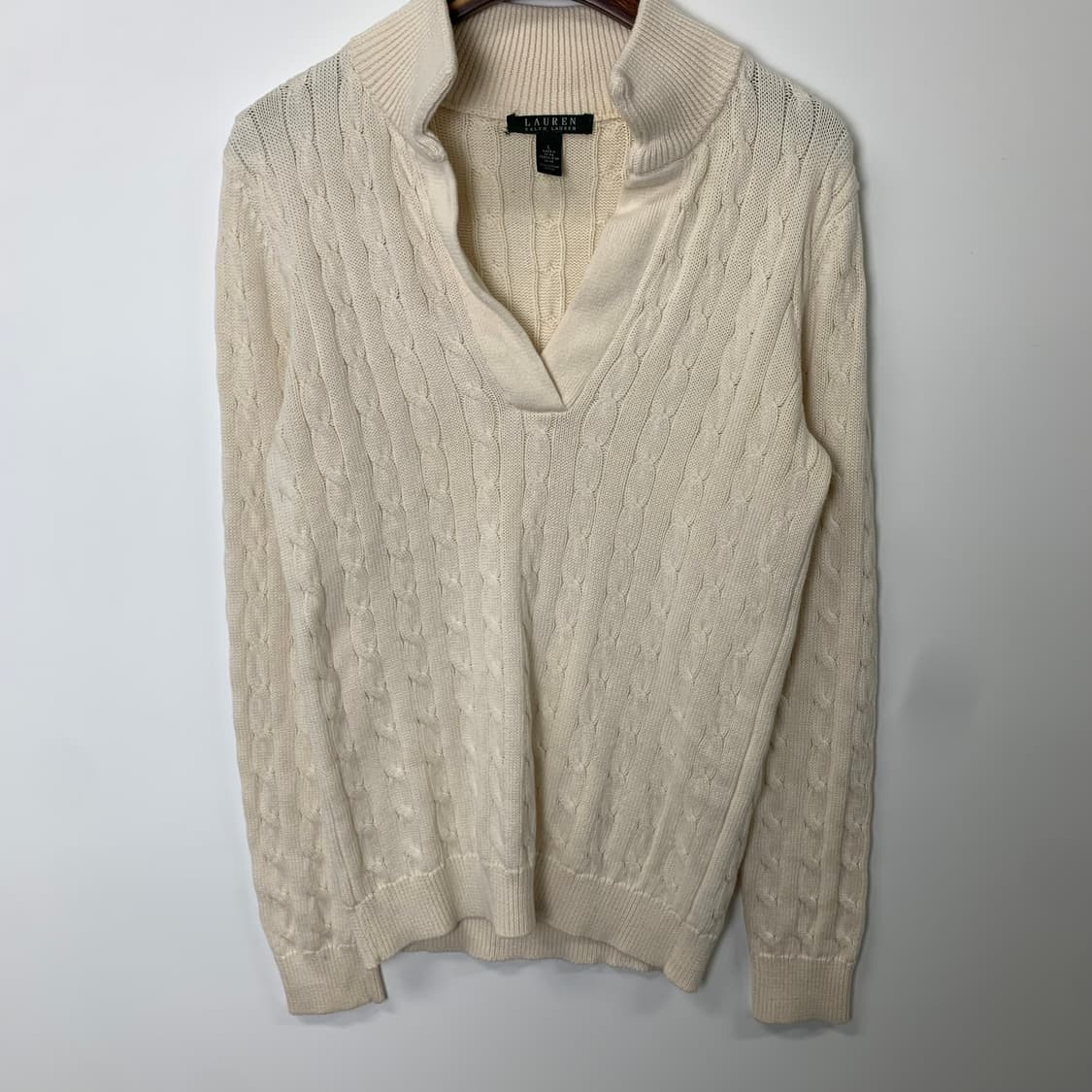 랄프로렌 화이트 꽈배기 카라 니트 상품이미지2