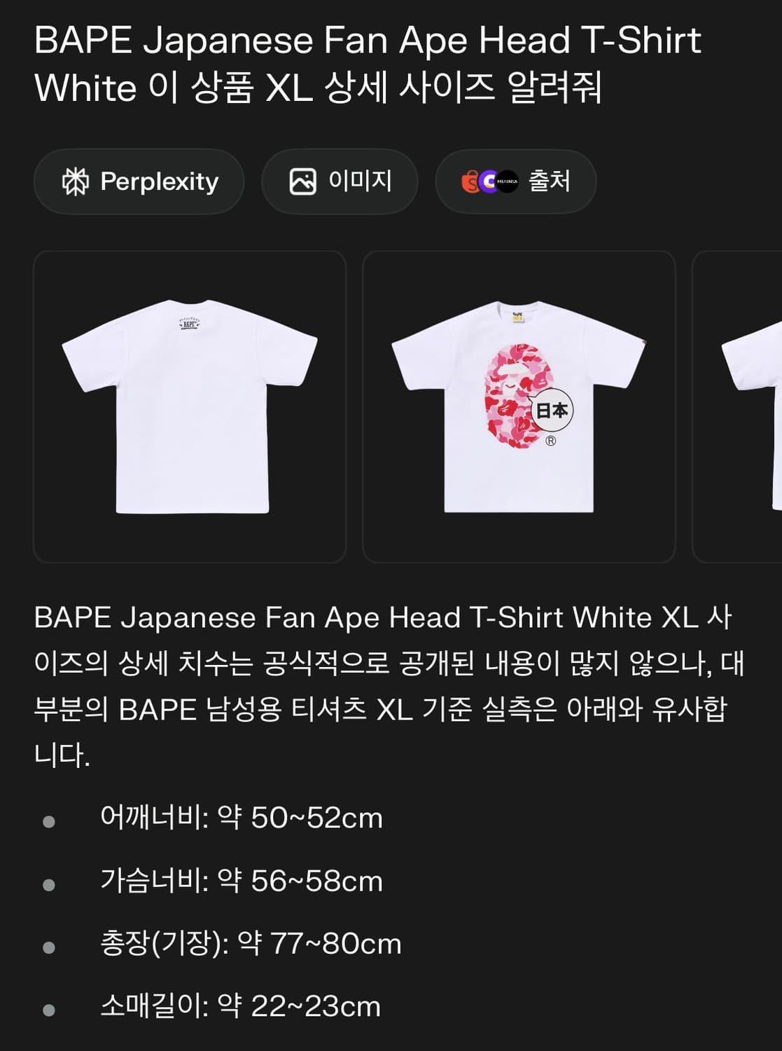 베이프 부채 티셔츠 xl 상품이미지2