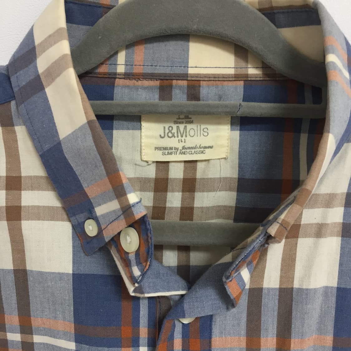 빈티지 블루 체크 셔츠 긴팔 너드 상품이미지4