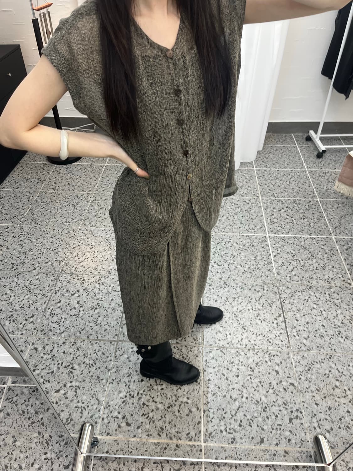 브라운 텍스쳐 투피스 상품이미지4