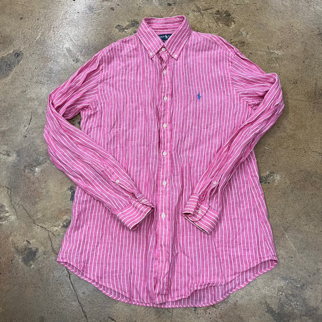 [정품/M] 폴로 랄프로렌 핑크 스트라이프 셔츠 b10 상품이미지2
