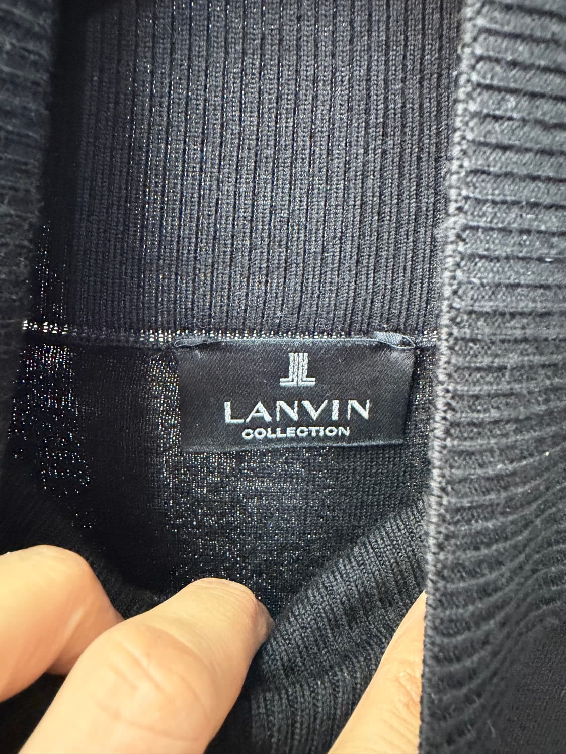 정품) LANVIN 랑방 한섬 블랙 니트 믹스 롱 원피스 88 상품이미지7