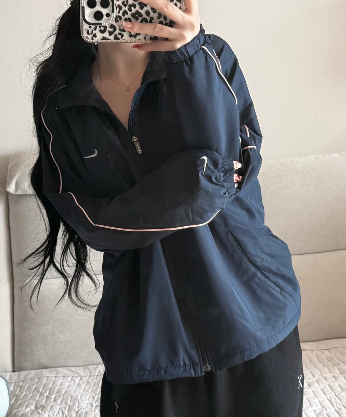 나이키 일본 네이비 핑크 바람막이 상품이미지1