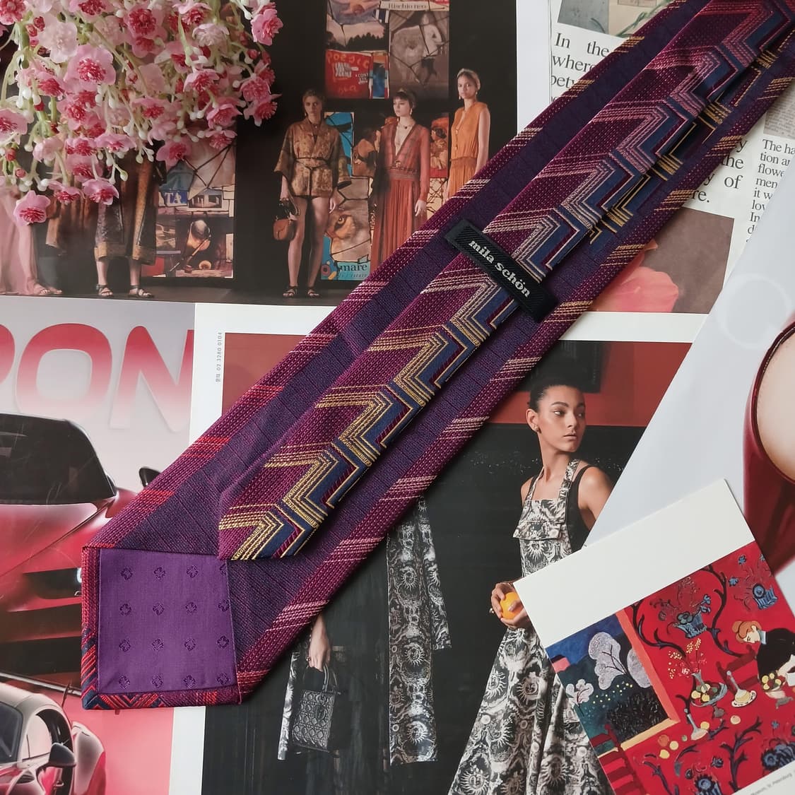 밀라숀 실크 퍼플 지그재그 패턴 넥타이 9.2cm A+등급 A19773
 상품이미지6