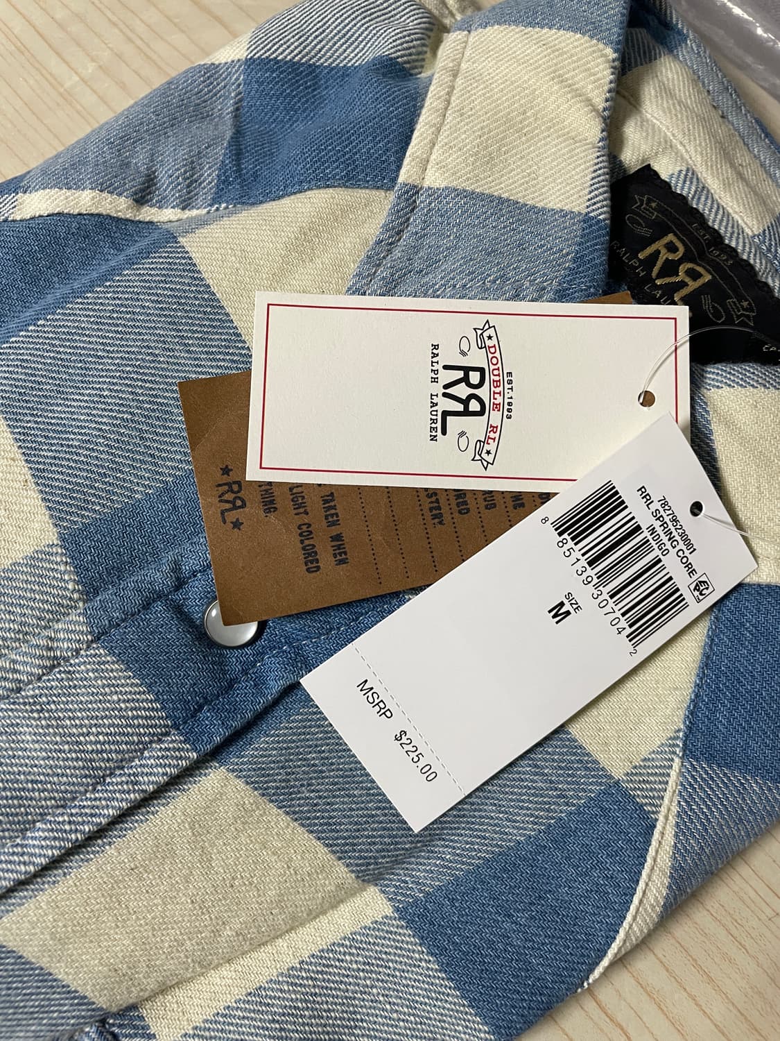 더블알엘 RRL 플래드 인디고 크림 웨스턴 셔츠 M 상품이미지1