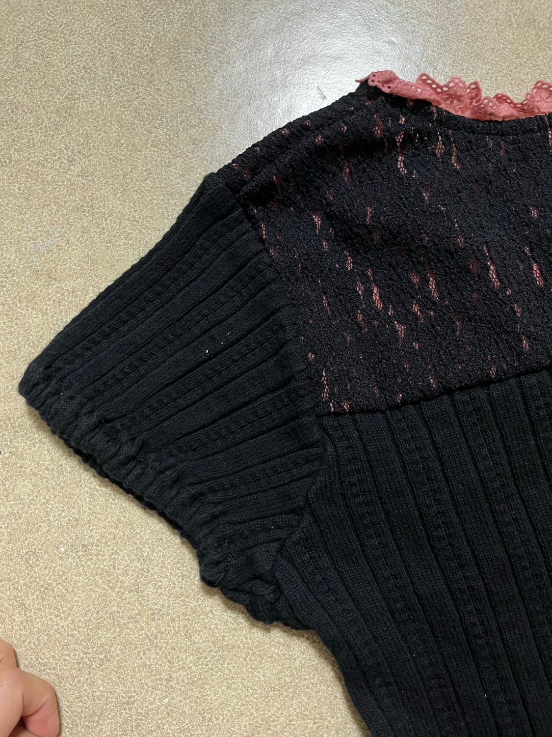 Jpn Vtg 니트 레이스 반팔  상품이미지7