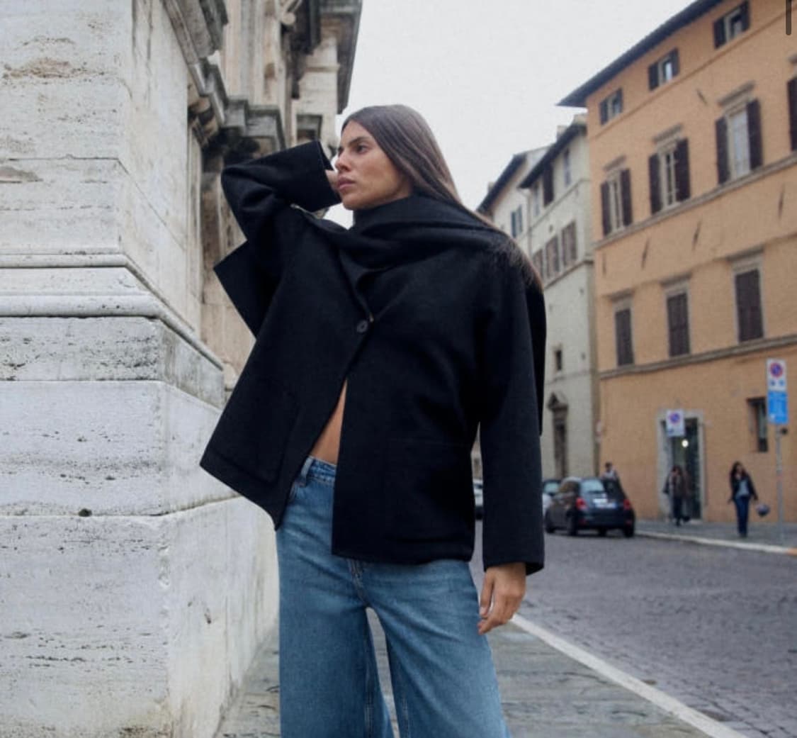 자라 울 머플러 숏코트 상품이미지3