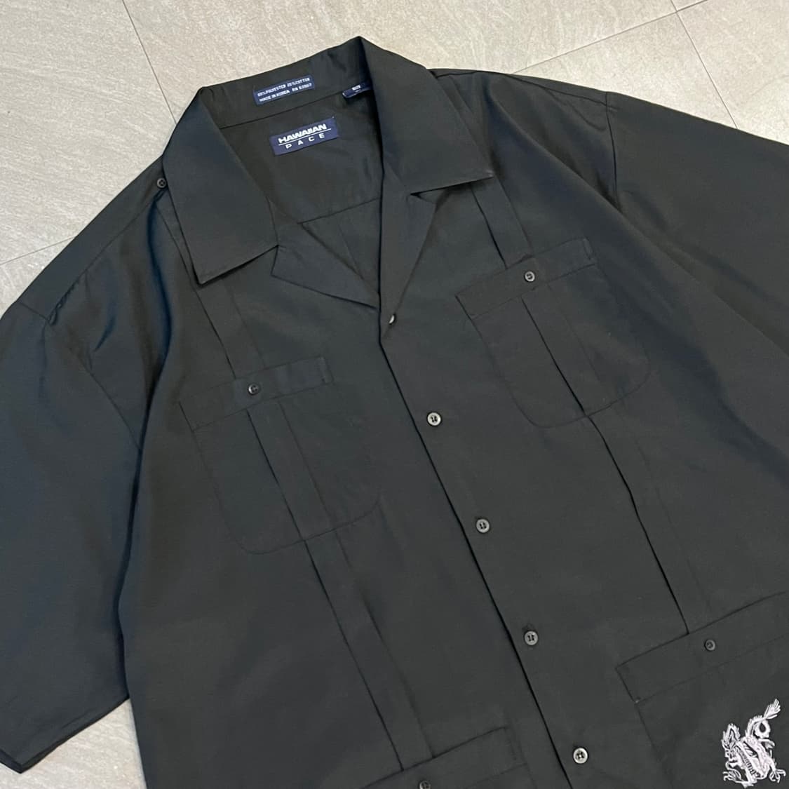 빈티지 쿠바 자수 구아야베라 반팔 블랙 셔츠 상품이미지2