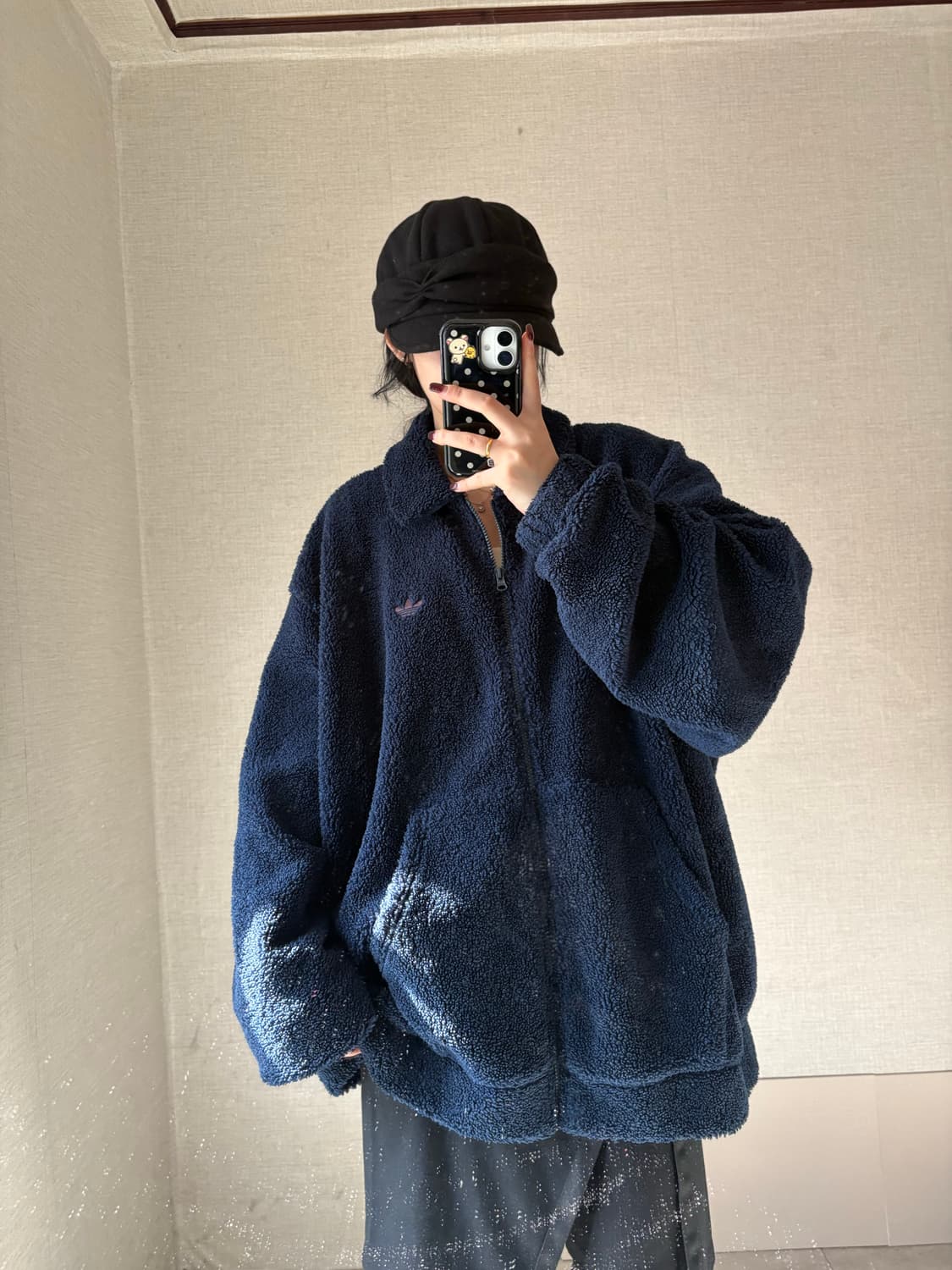 아디다스 네이비 오버핏 빅파이어버드 후리스 상품이미지1