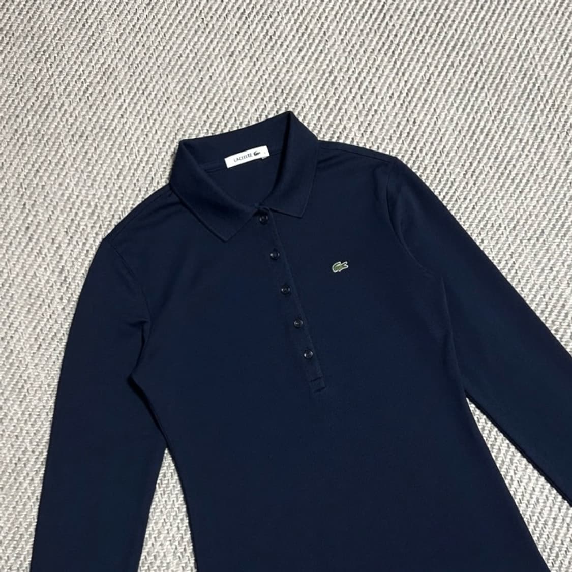 [L] Lacoste 라코스테 우먼즈 네이비 슬림핏 긴팔 카라티 상품이미지2