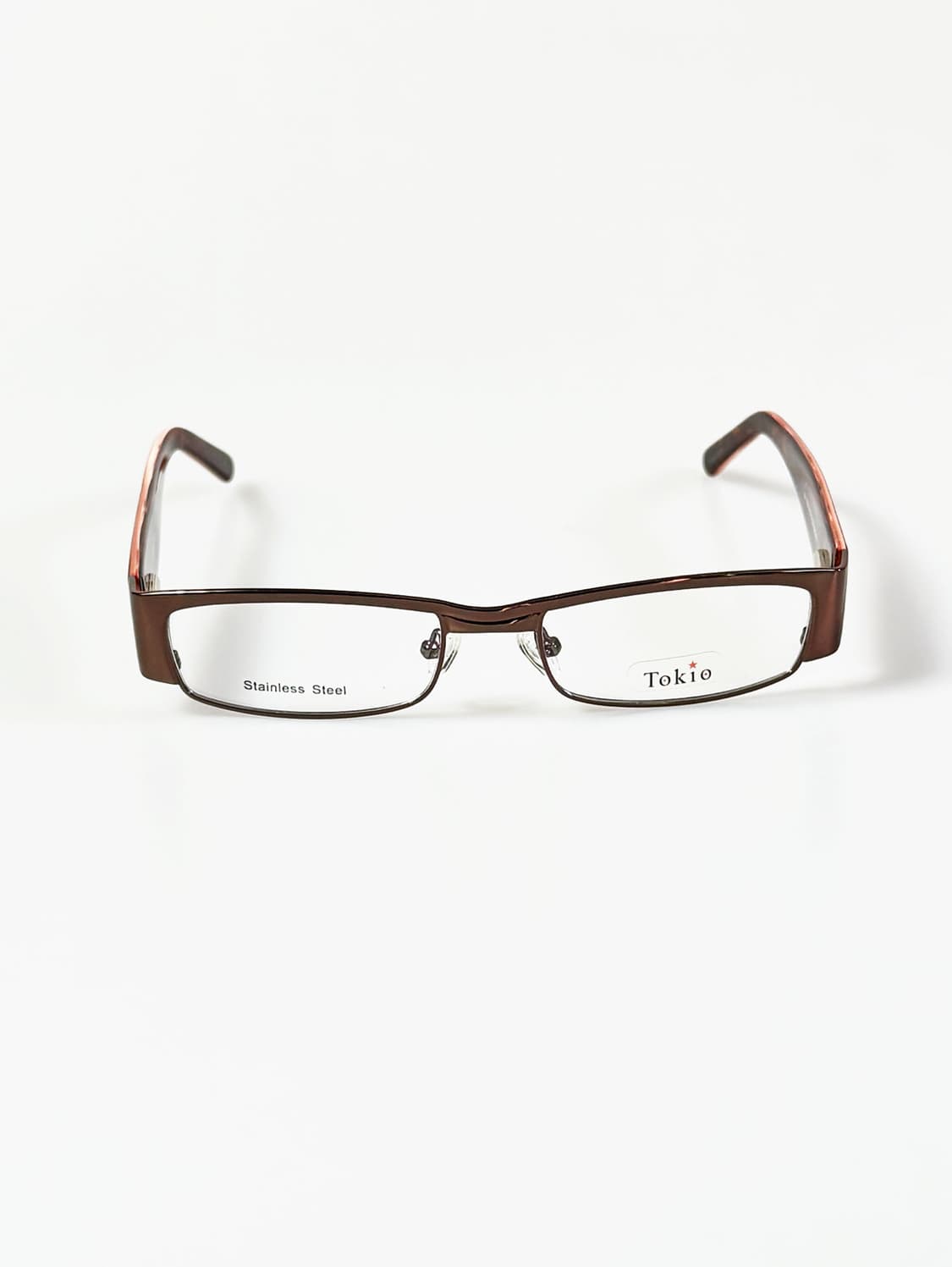 90s TOKIO 브라운 메탈 투브릿지 슬림 스퀘어 빈티지 안경 상품이미지1