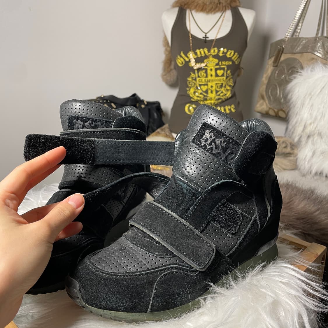 ASH 블랙 벨크로 웨지힐 스니커즈 상품이미지5