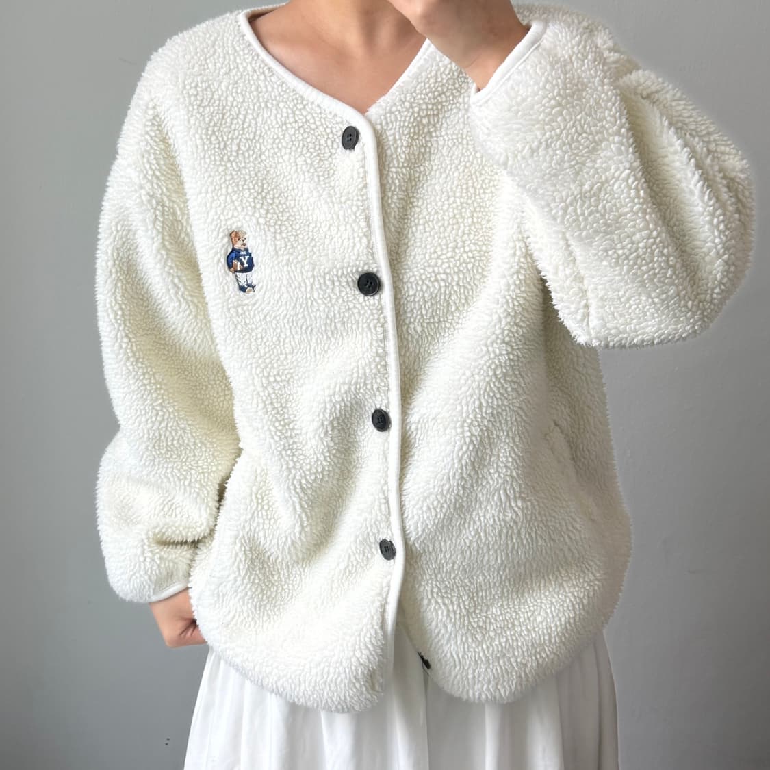 [L] 예일 화이트 뽀글이 플리스 상품이미지1