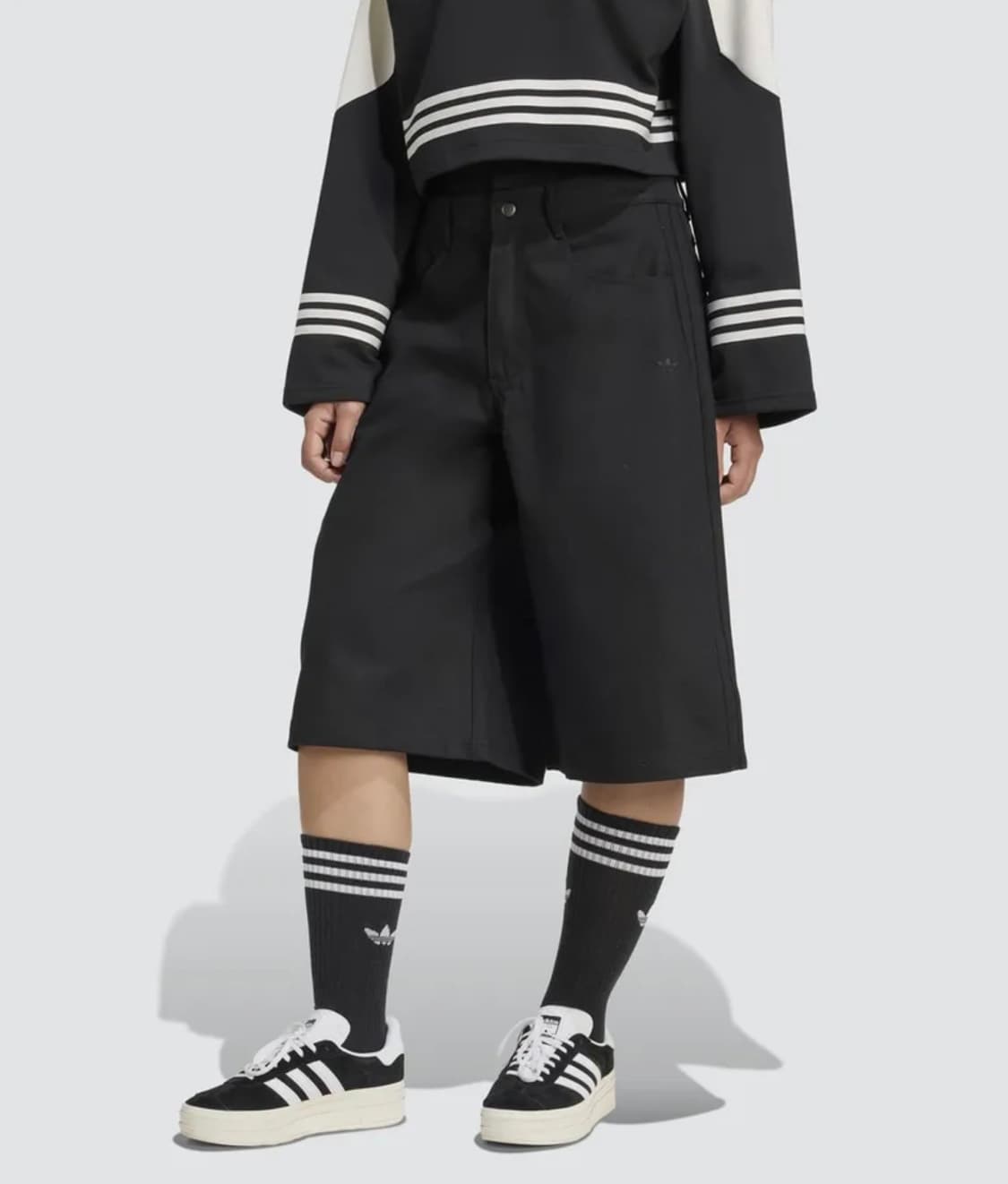 [28]아디다스 파이어버드 데님 레이어드 버뮤다 팬츠/블랙 상품이미지2