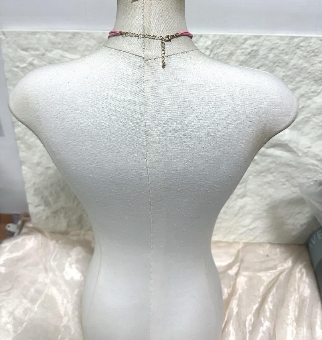 빈티지  핑크  스웨이드 레이어드  초커 목걸이 상품이미지3