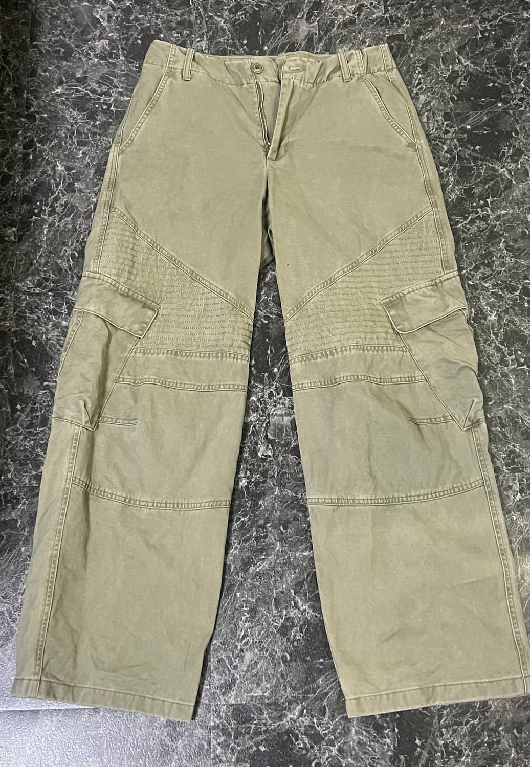 [노운 x 우연]washed biker cargo pants (Oliv  상품이미지3