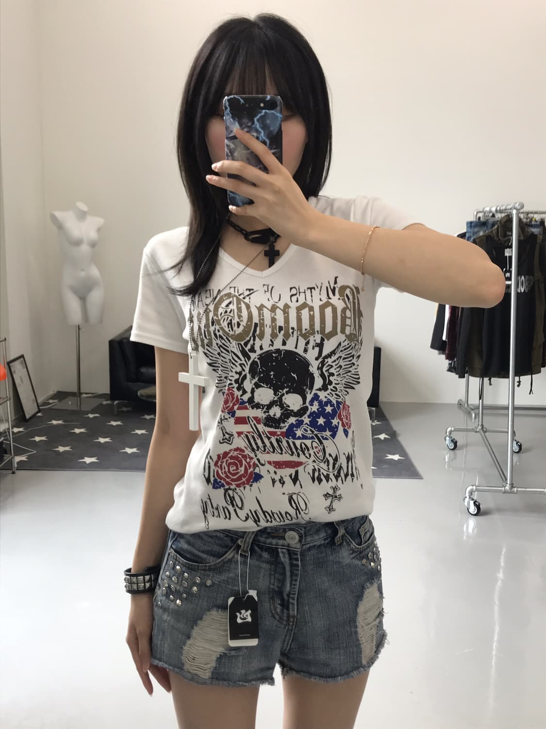 Jpn Skull Graphic Short Sleeve T-Shirts  상품이미지3