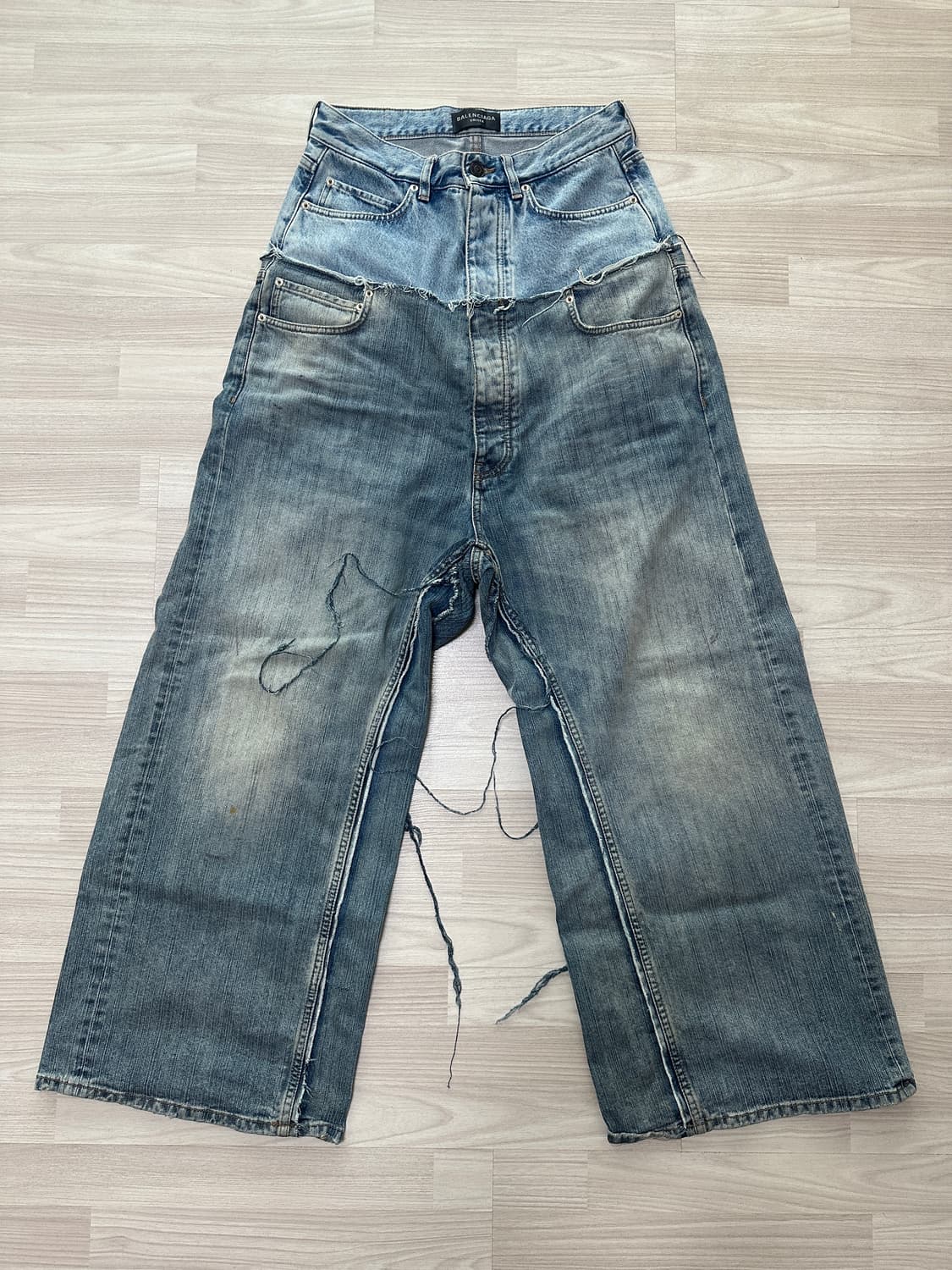[xs] 발렌시아가 컷업 배기 데님팬츠 블루 상품이미지2