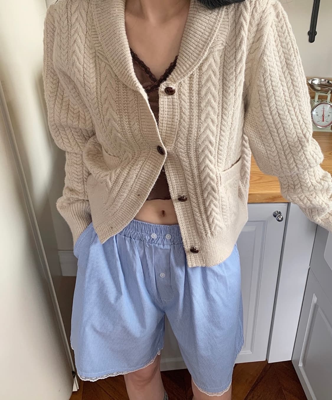 케이블 울 니트 가디건 상품이미지1