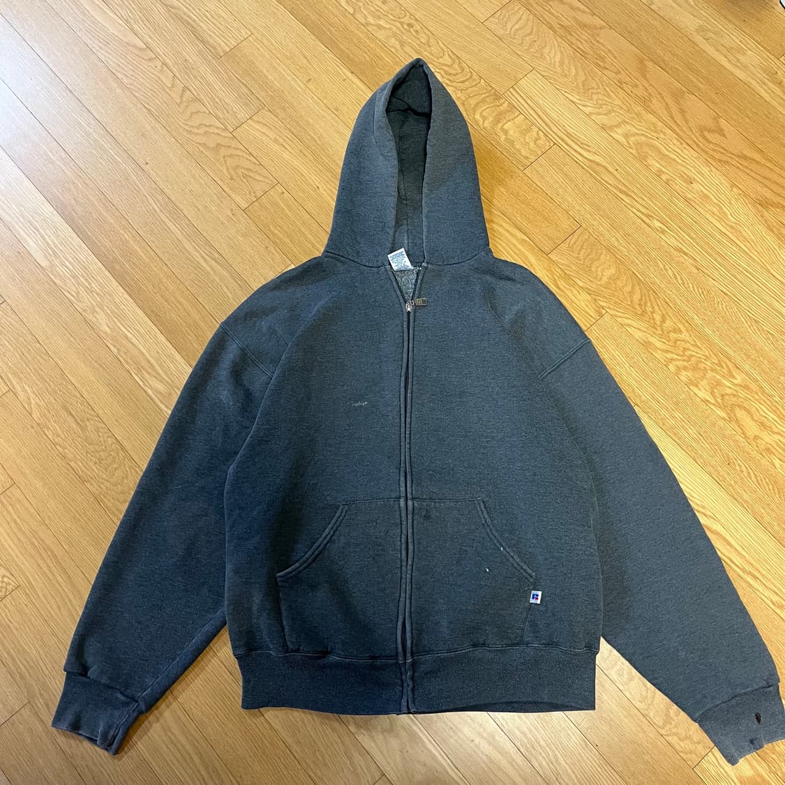 [L] 90s 빈티지 러셀 후드집업 다크 그레이 상품이미지1