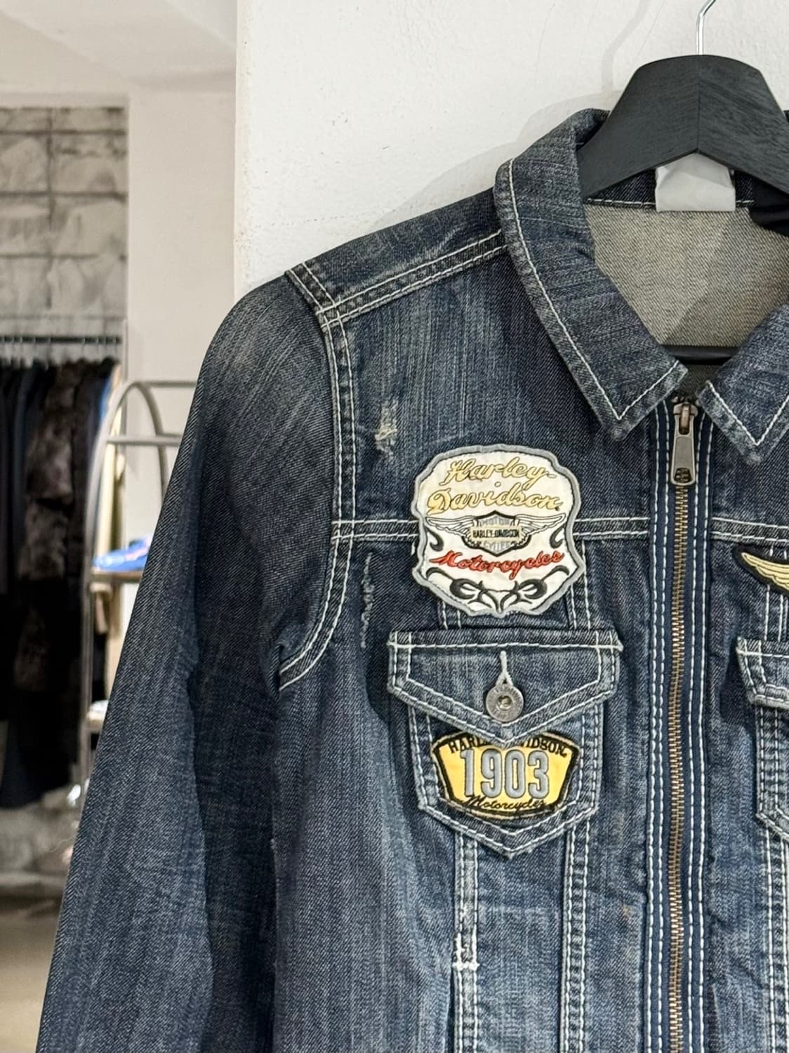 할리 데이비슨 코튼 패치 데님 자켓 상품이미지2