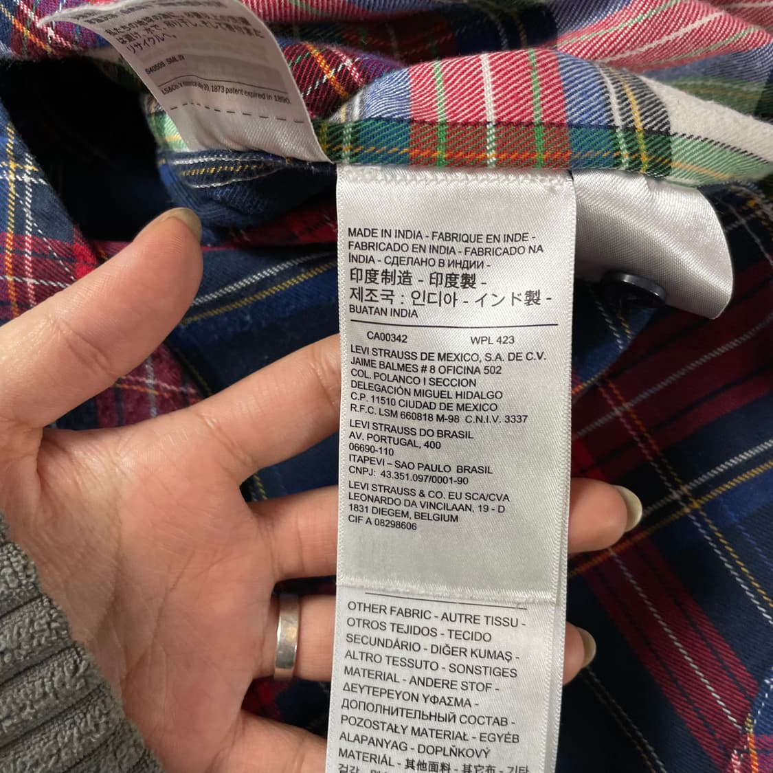 리바이스 블루 레드 멀티배색 투포켓 체크 긴팔 셔츠 M  상품이미지6