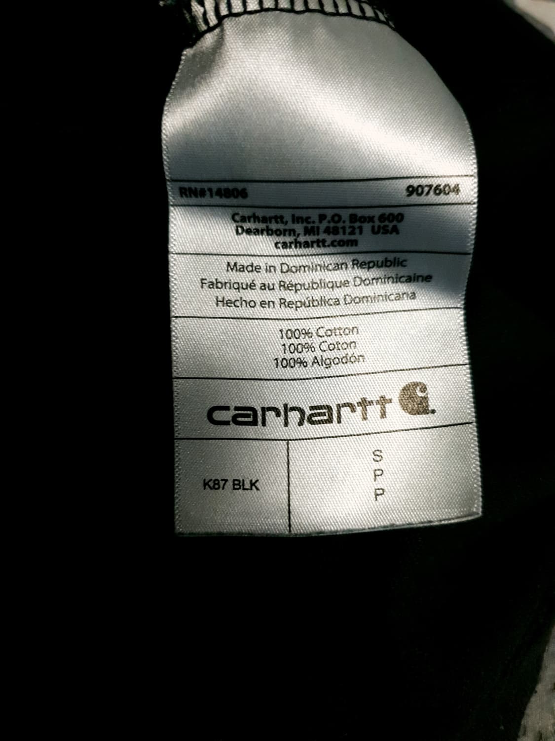 칼하트 K87 워크웨어 빈티지워싱 혜비 반팔티 블랙 (S) 상품이미지4