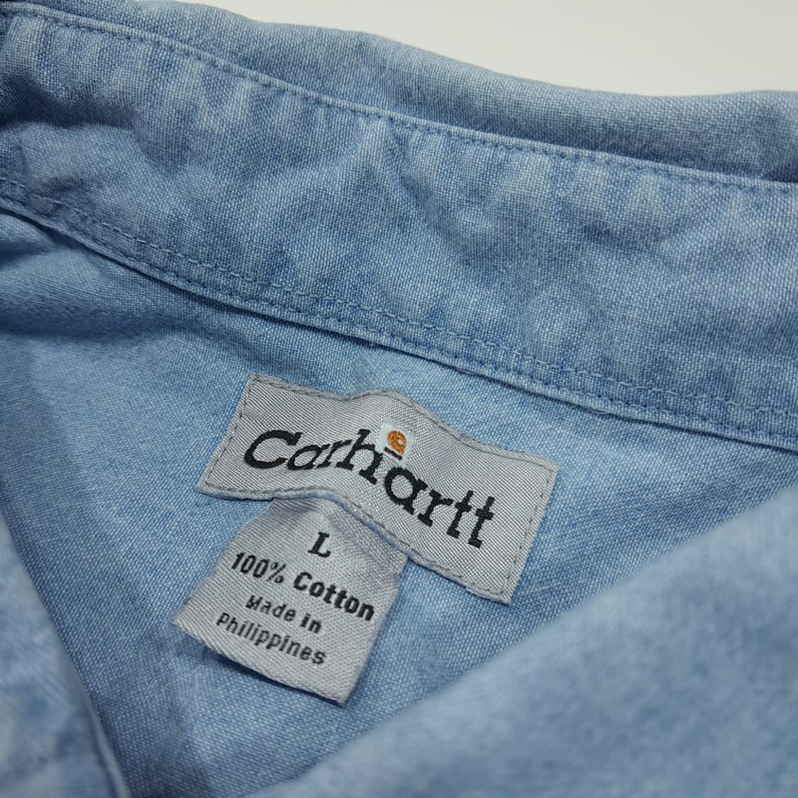 CL623 L 칼하트 00s 코튼 버튼다운 워크 데님 셔츠 남방 상품이미지3