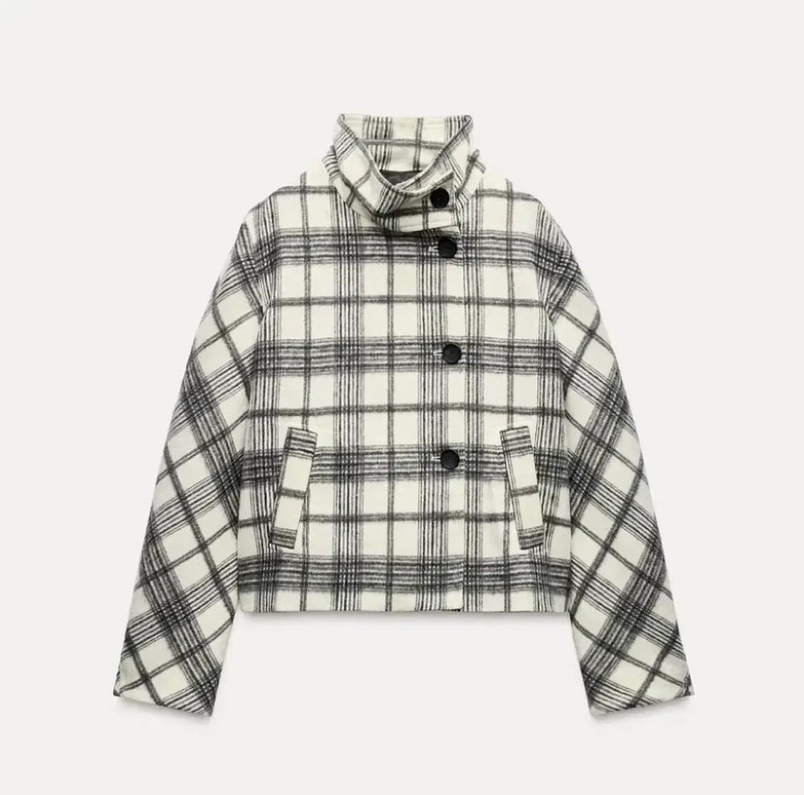 ZARA 자라 체크 하이넥 코트 상품이미지1