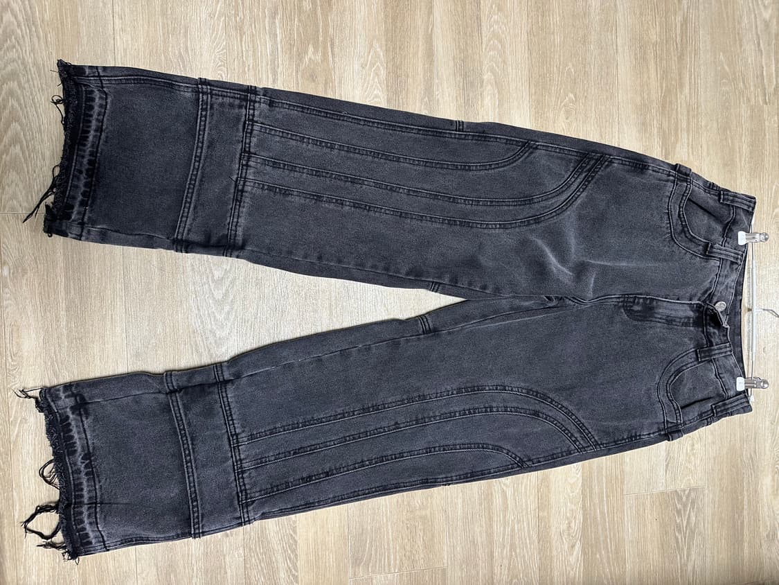 노매뉴얼 워싱 블랙 와이드 데님 상품이미지3