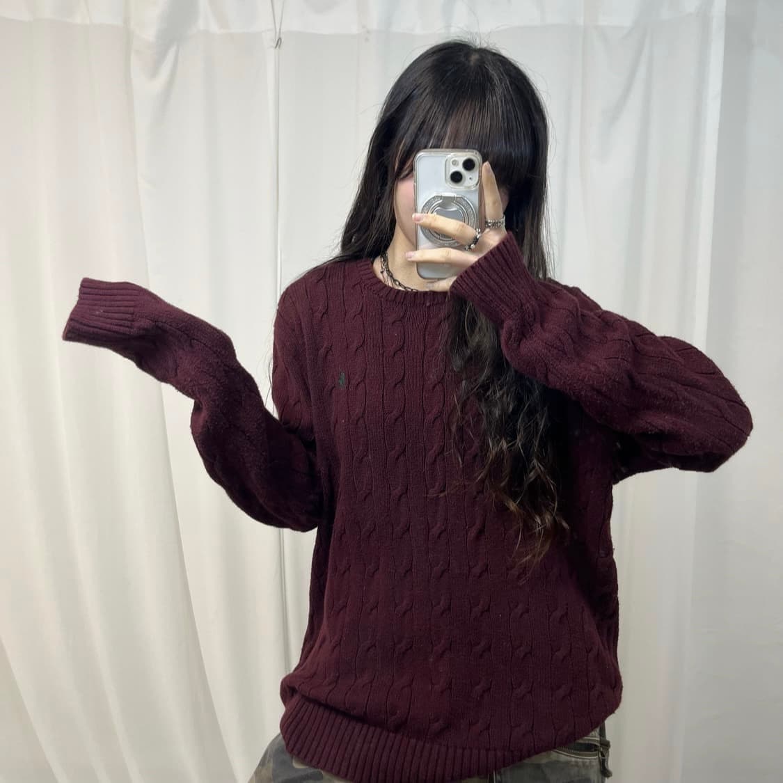 Polo Burgundy Cable Knit 상품이미지1