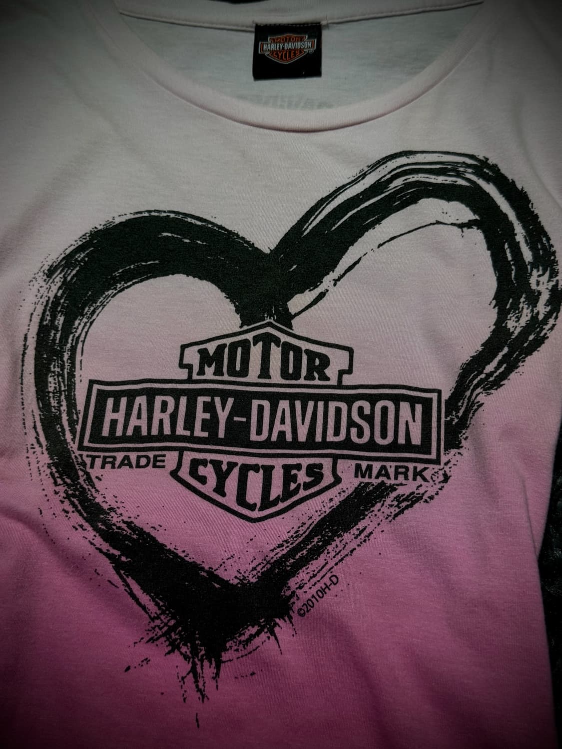 HARLEY DAVIDSON 핑크 그라데이션 하트 프린팅 반팔 티셔츠 상품이미지5