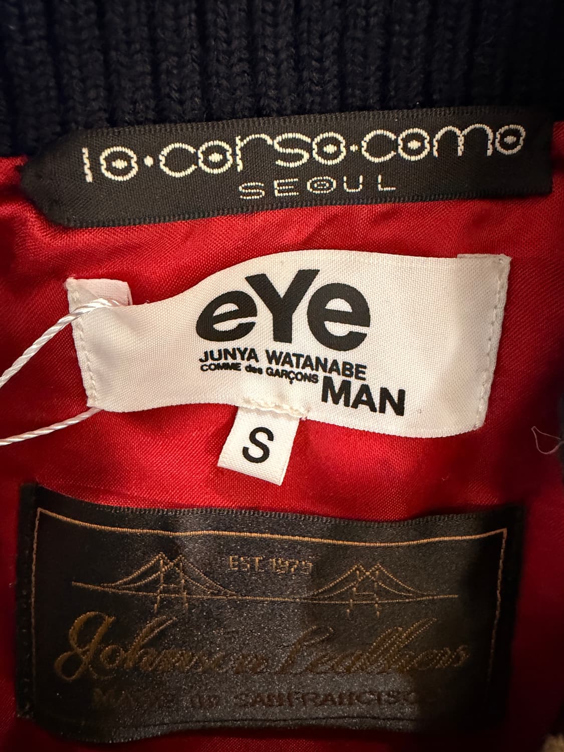 준야와타나베 x 꼼데가르송 바시티 암 레더 자켓 상품이미지5