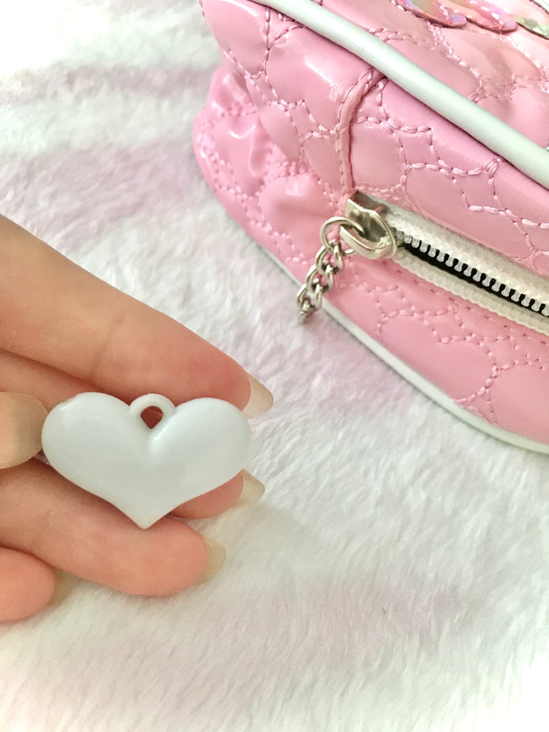 Sugar 하트퀼팅 흰핑 갸루 파우치 필통 헤이세이 상품이미지4