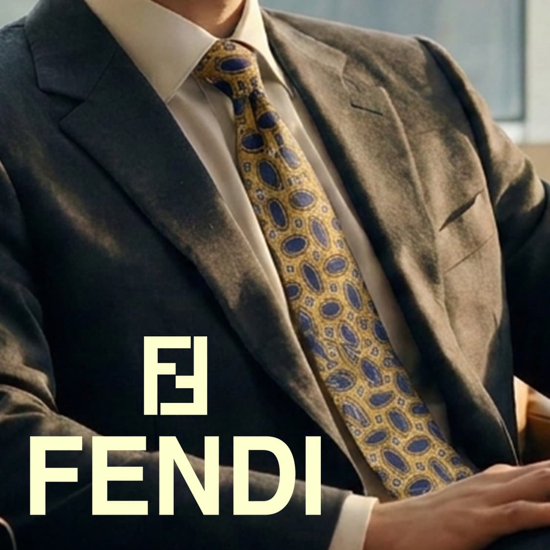 펜디 실크 옐로우 오벌 패턴 넥타이 9.2cm A+등급 G28 상품이미지1