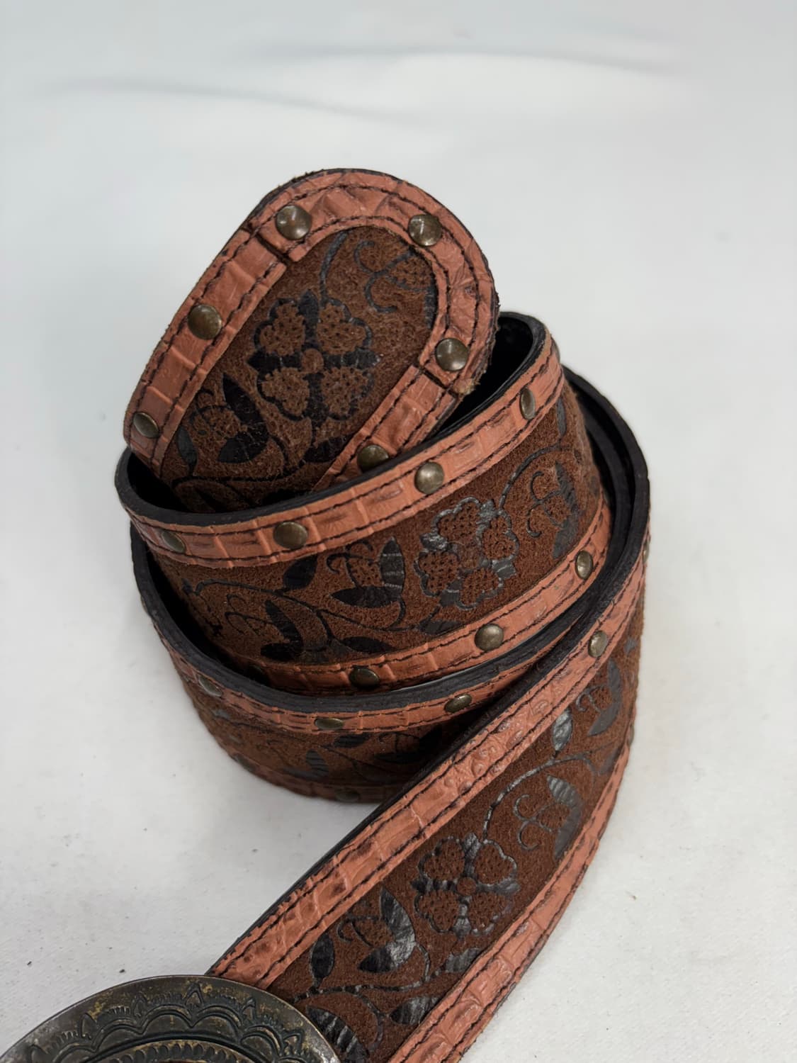 빈티지 웨스턴 오리엔탈 큐빅 레더 버클 벨트 상품이미지2