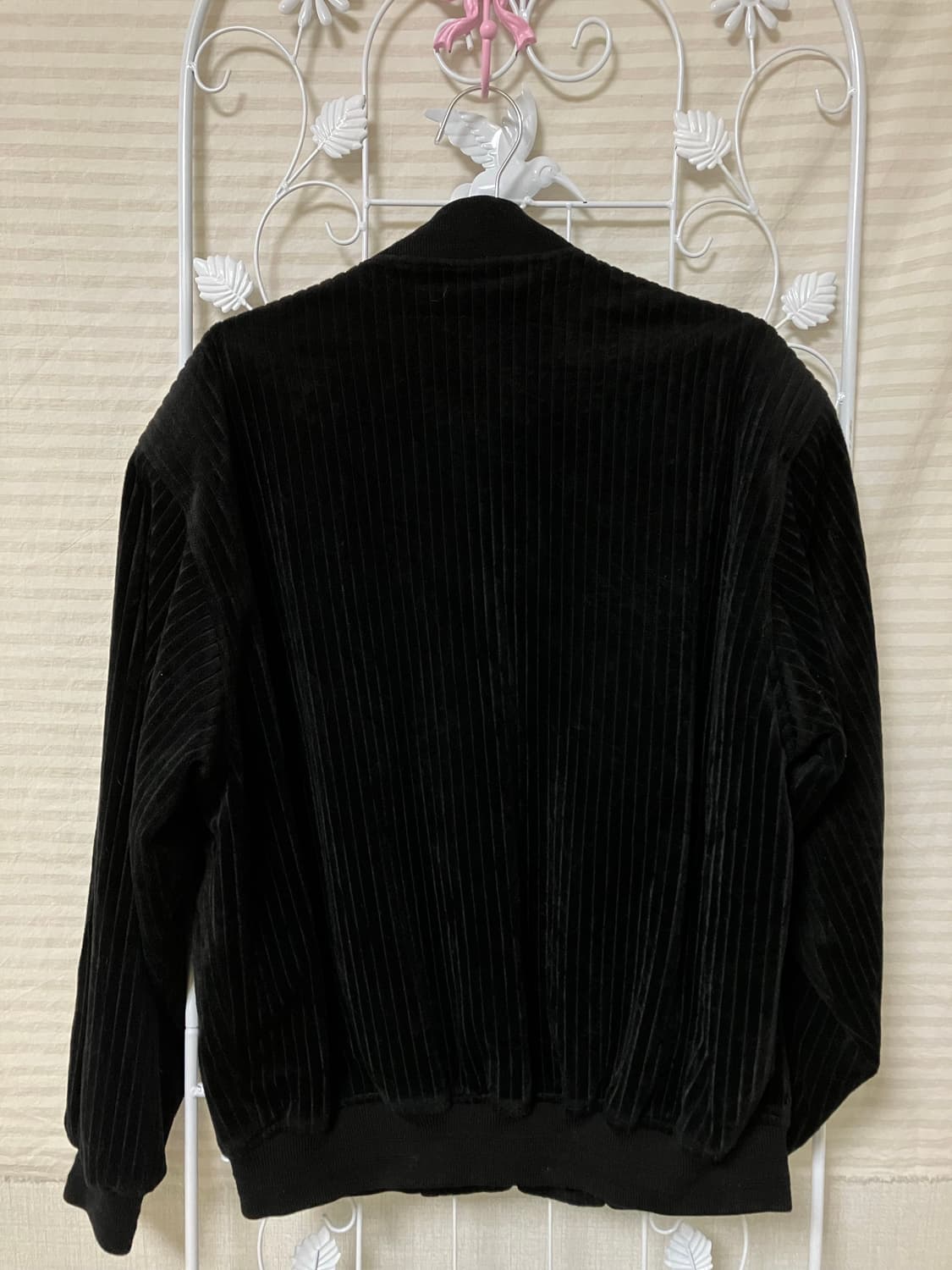 빈티지 블랙 스트라이프 벨벳 점퍼 y2k 스트릿 갸루 펑키 일본빈티지52 상품이미지2