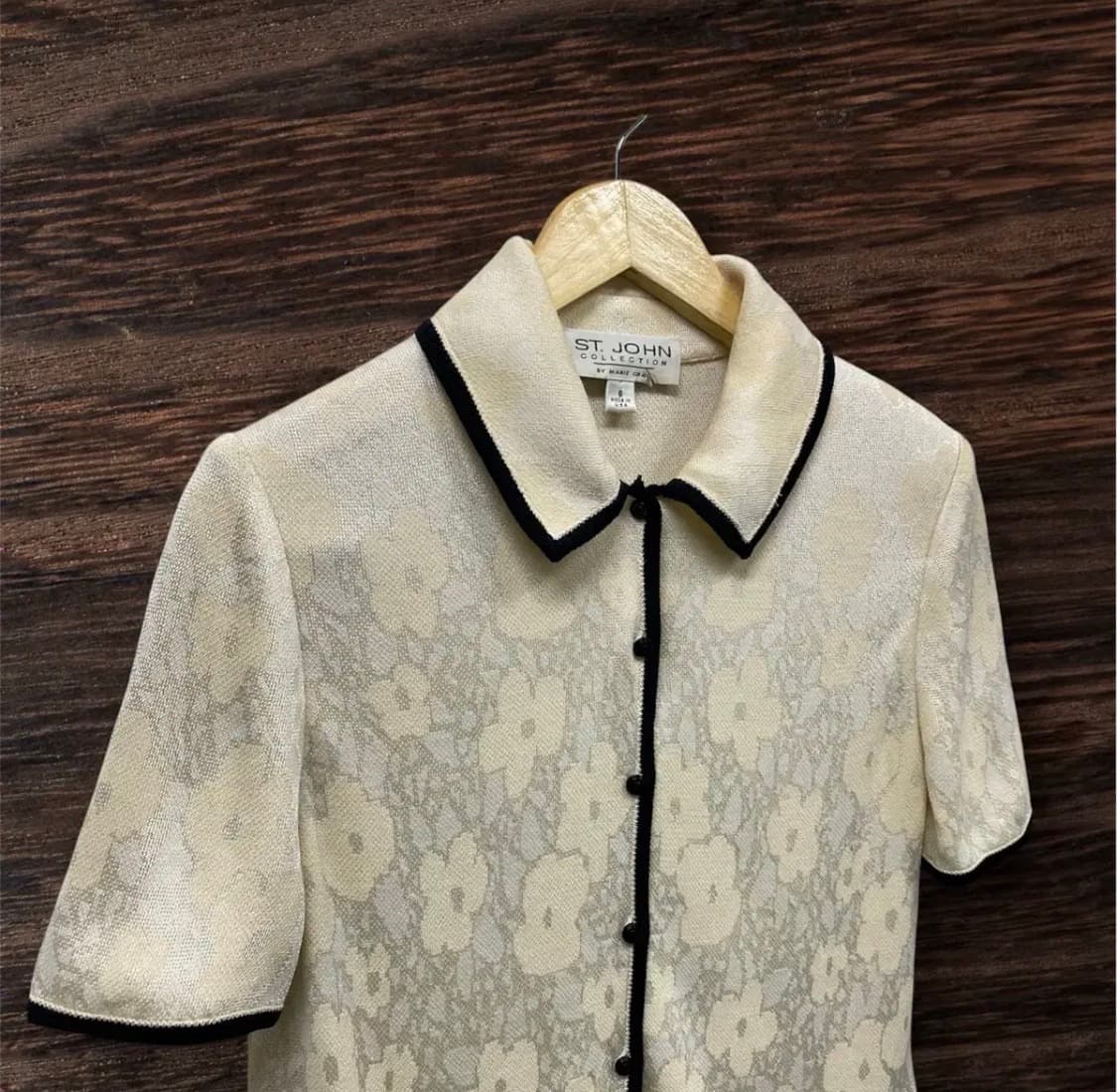 세인트존 St. John 아이보리색 레이스 엔틱 가디건 S 상품이미지2