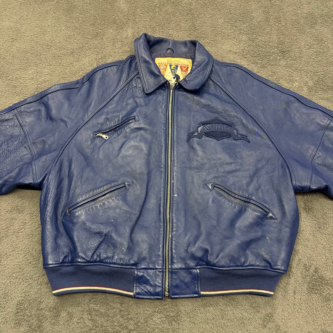 [ 정품/3XL ] 90s 아비렉스 USA 빈티지 레더 바시티 자켓 상품이미지2