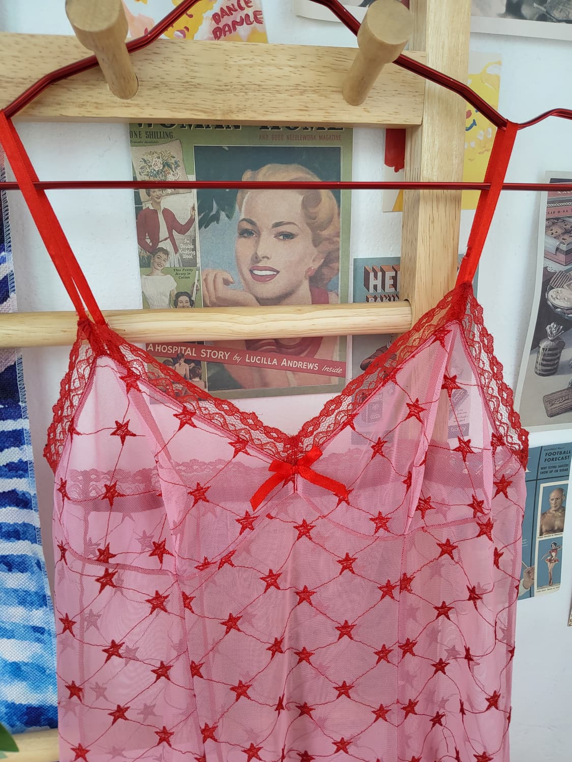 러블리 스타 레드 슬립 빈티지 레이어드 상품이미지4