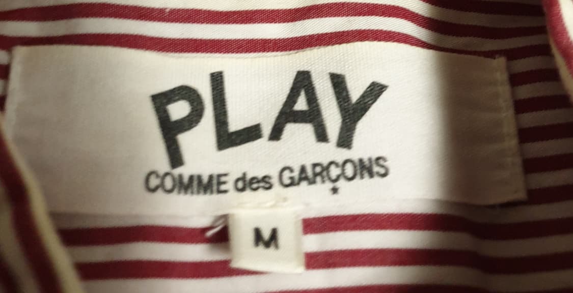 꼼데가르송 하트로고 스트라이프 셔츠 레드 (M) 상품이미지4