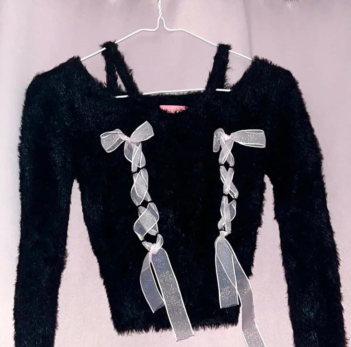 STC빈티지 발레리나니트 발레코어 히메갸루 앙고라 리본 아일렛니트 옾숄 상품이미지3