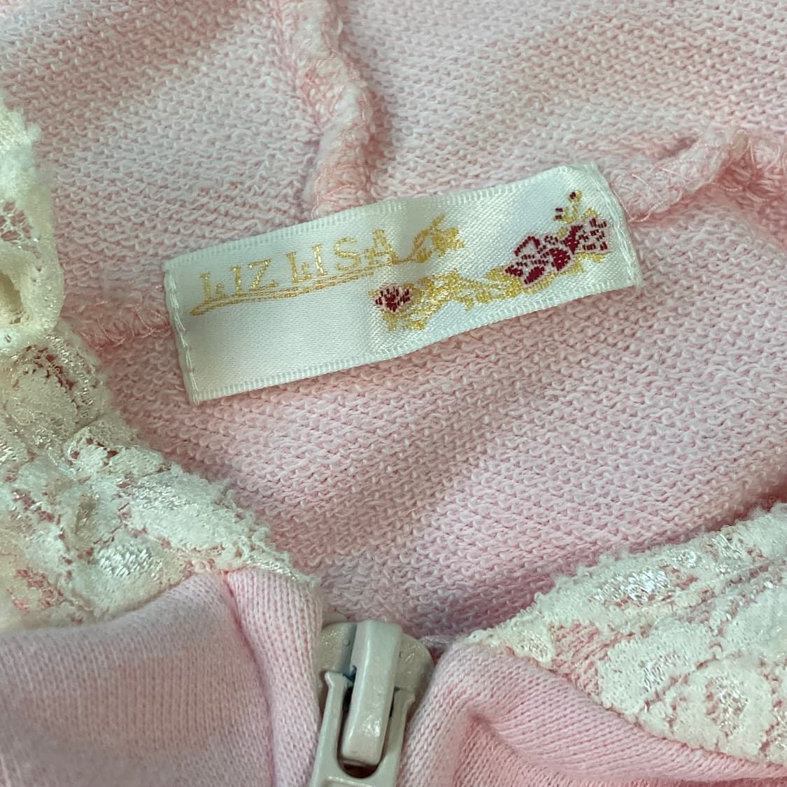 빈티지 고전 리즈리사 딸기우유핑크 레이스 후드집업 조지후쿠히메갸루헤이세이 상품이미지3