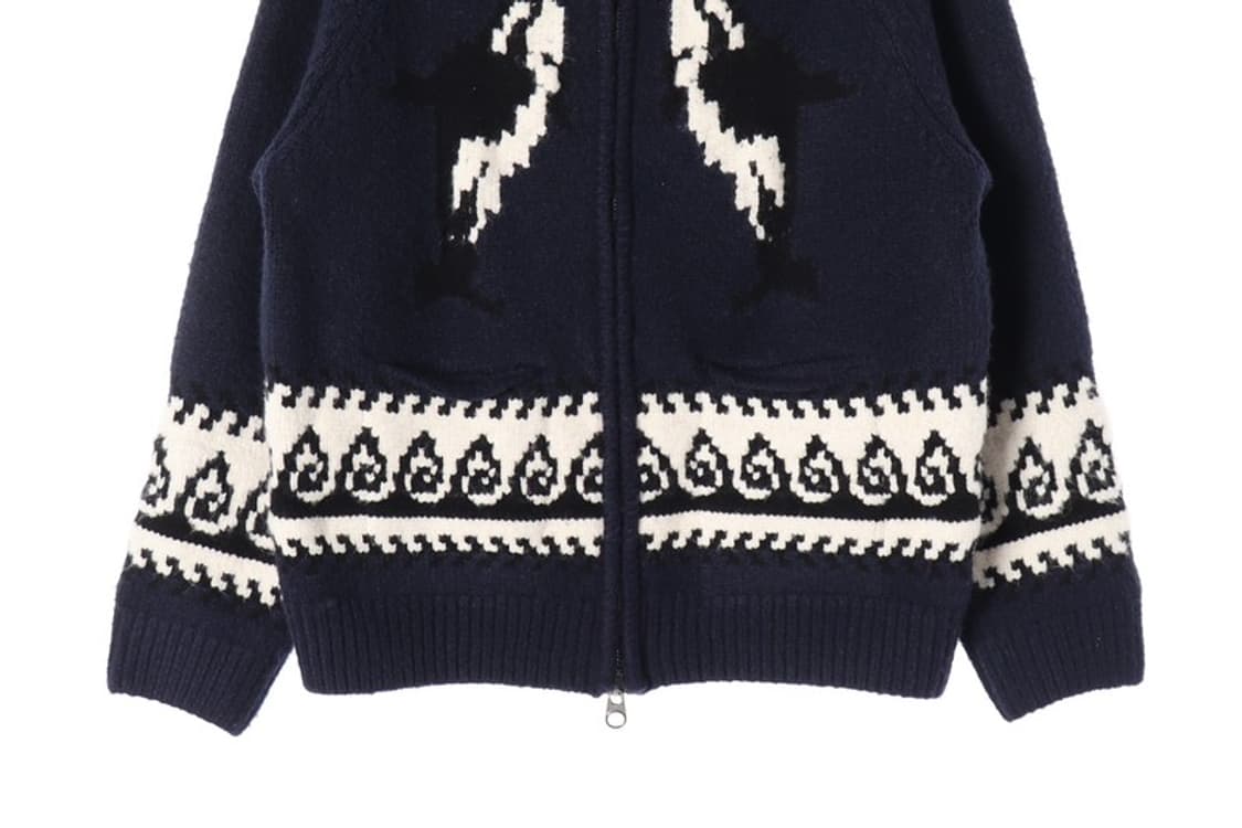 LOGAN 네이비 범고래 코위찬 집업 니트M L 상품이미지4