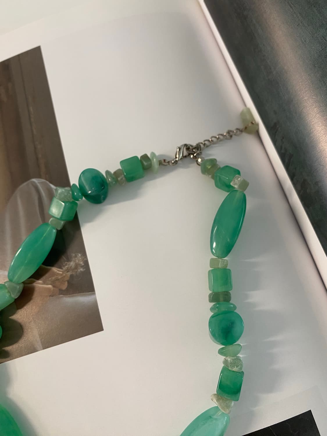 일본 빈티지 그린 비즈 목걸이 상품이미지3