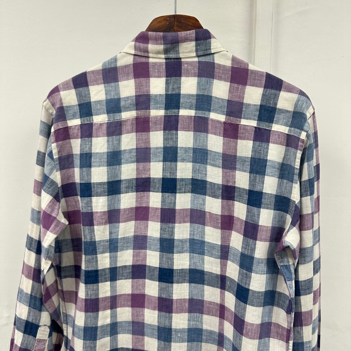 헤지스 슬림핏 린넨 체크 셔츠 남방 95 s193 상품이미지9