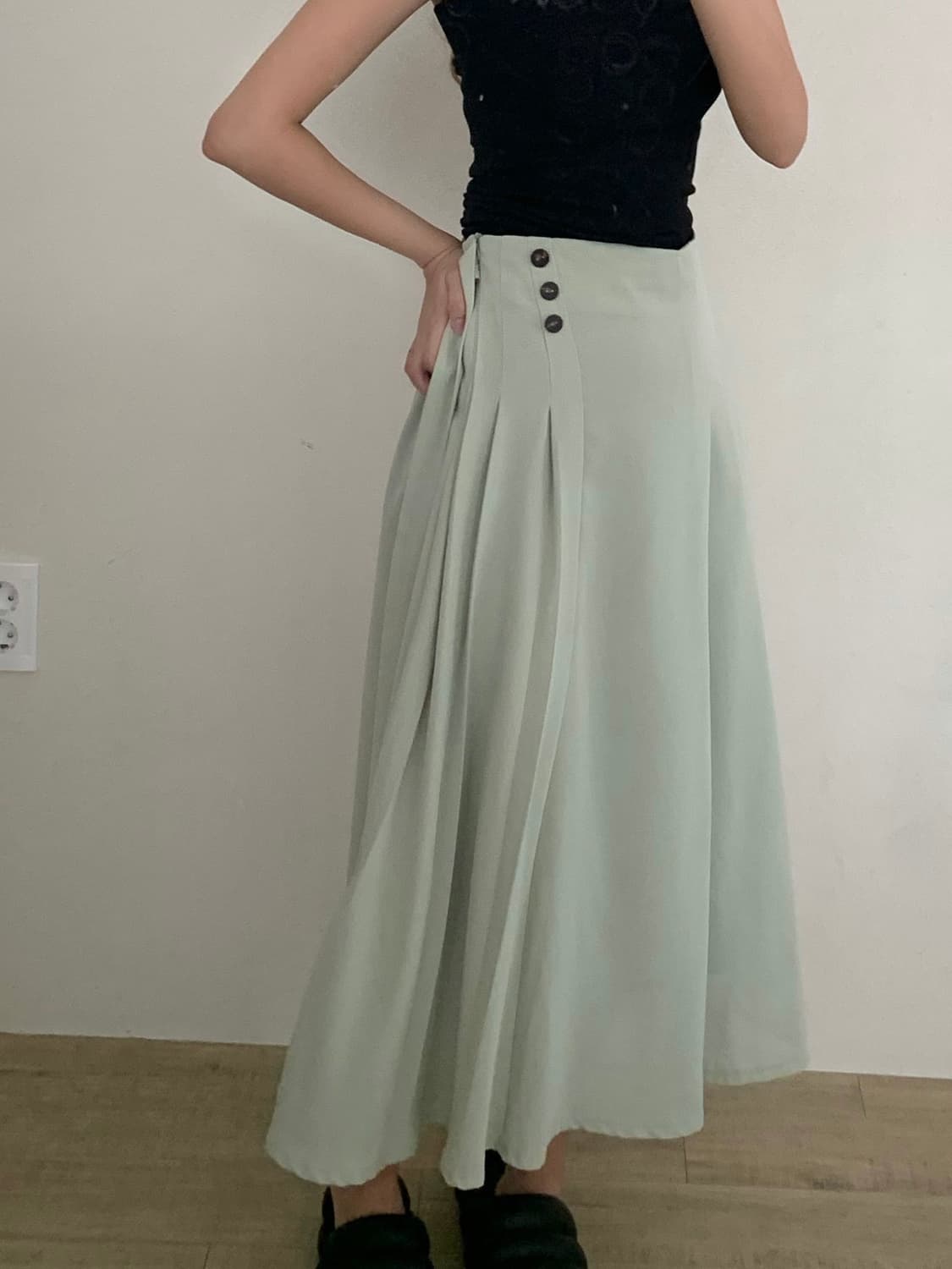 모리걸 히메카지 민트우유 플리츠 롱스커트  상품이미지1