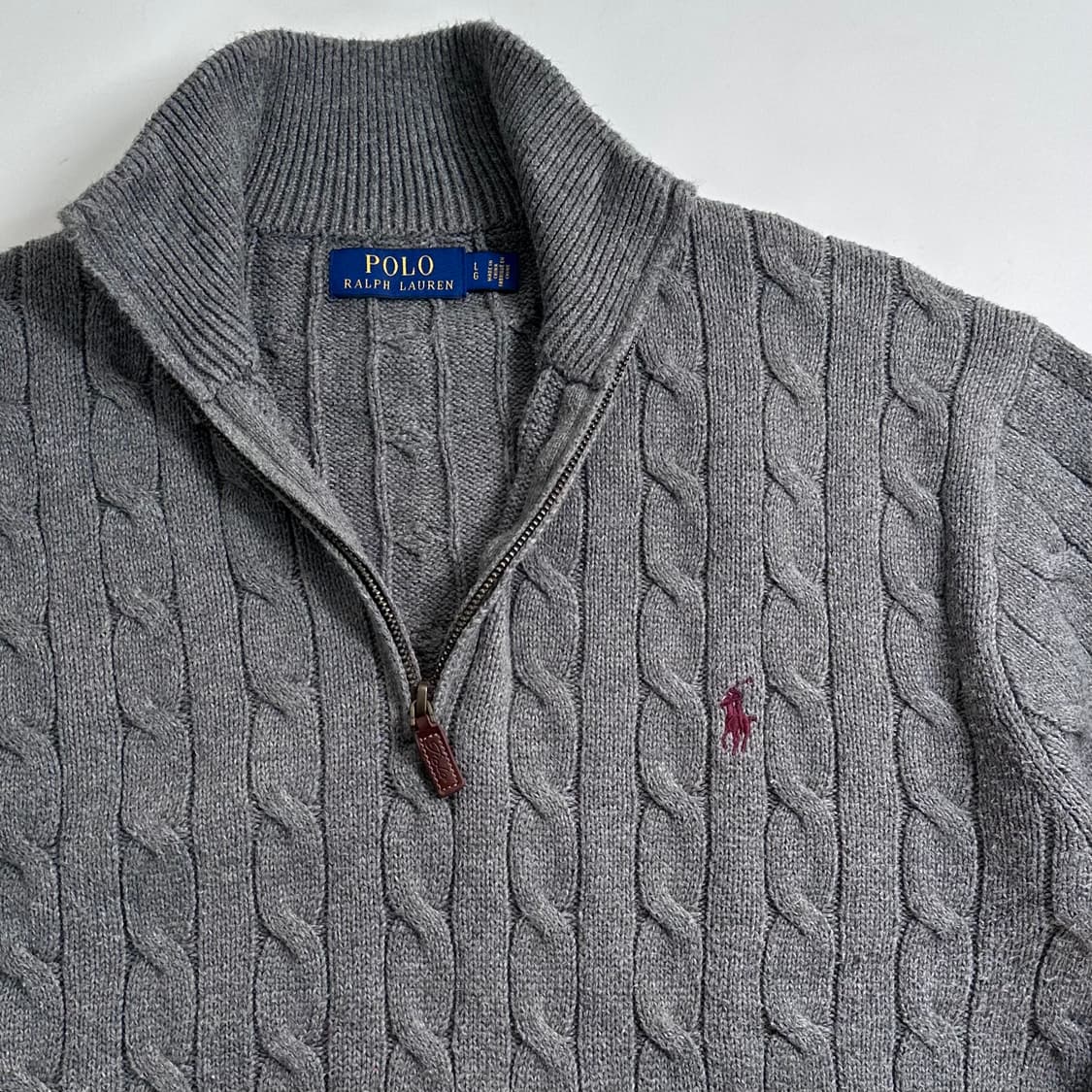 폴로 랄프로렌 그레이 케이블 니트 반집업 상품이미지3